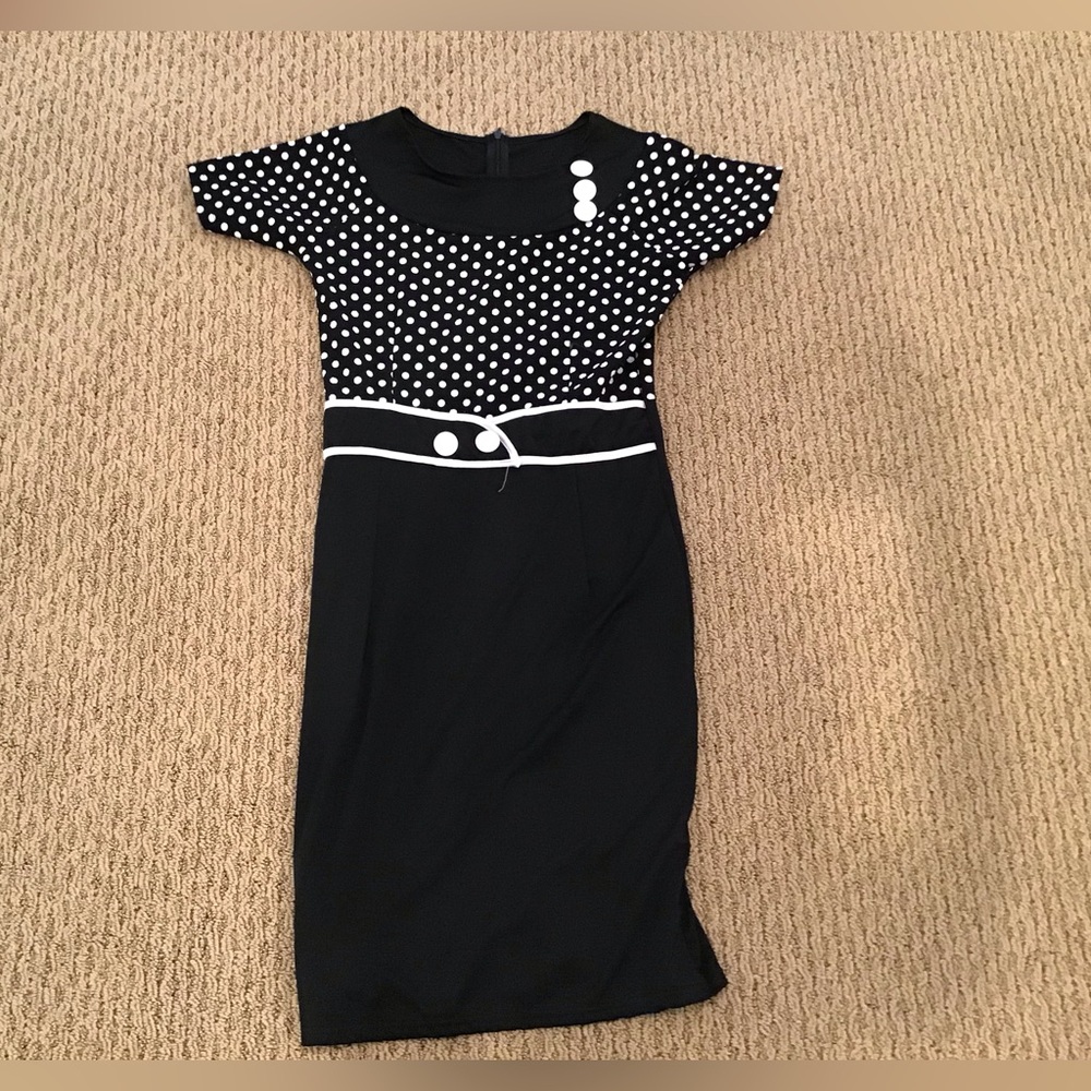Shein Black Bodycon with polka dot top